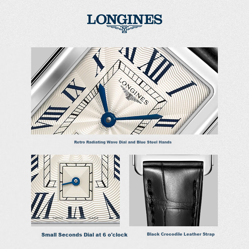 LONGINES Swiss Watch, De Vina Series, Women's Leather Strap Quartz Watch L55124710