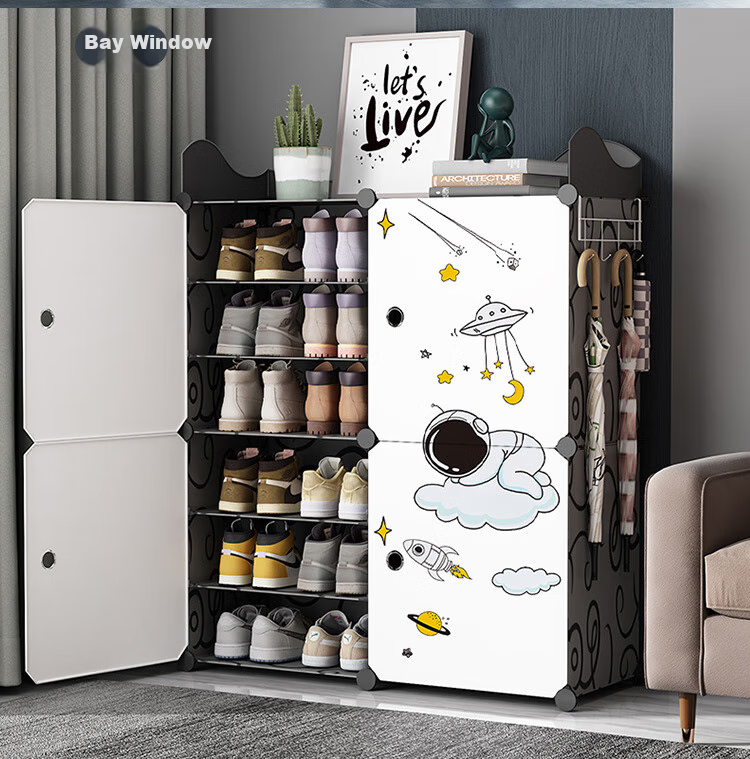 Anerya Shoe Rack, Simple Dustproof Multi-Layer Assembly, Home Plastic Modern Minimalist Small Shoe Rack Storage Cabinet, Entryway Cabinet 6