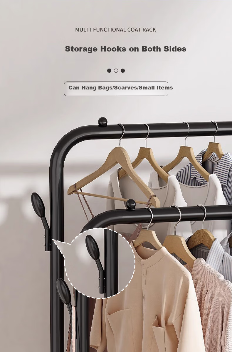 Quanpinwu Clothes Drying Rack, Floor-Standing, for Hanging Clothes on Balcony, Indoor, Bedroom, Dormitory, Home Use, Drying Pole, Simple Shoe And Hat Storage Rack 4