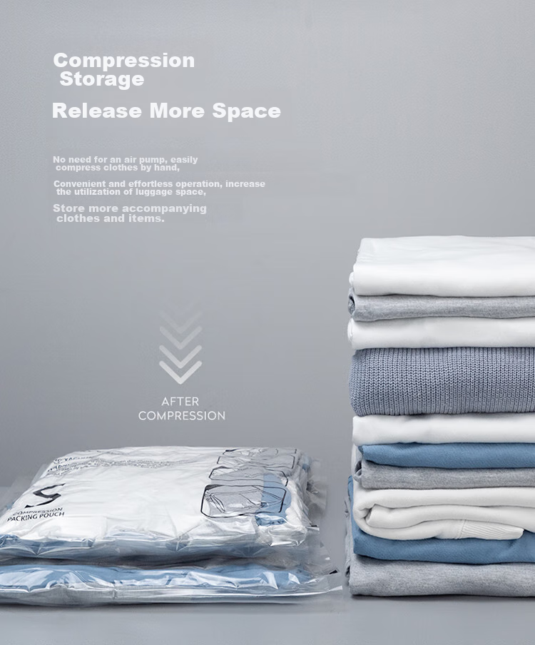 Pack All Vacuum Storage Bags, Set of 6, Travel Clothes Storage Bags, Hand-Roll Vacuum-Free Seasonal Compression Garment Organizer Bags 1