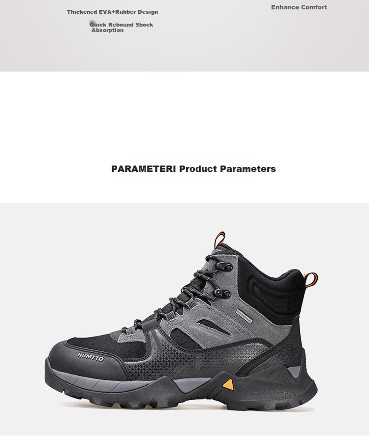 HUMTTO High-Top Waterproof Shoes for Men, Rain-Resistant Non-Slip Wear-Resistant Hiking Boots, Outdoor Trail Climbing Shoes, Black, Size 45 5