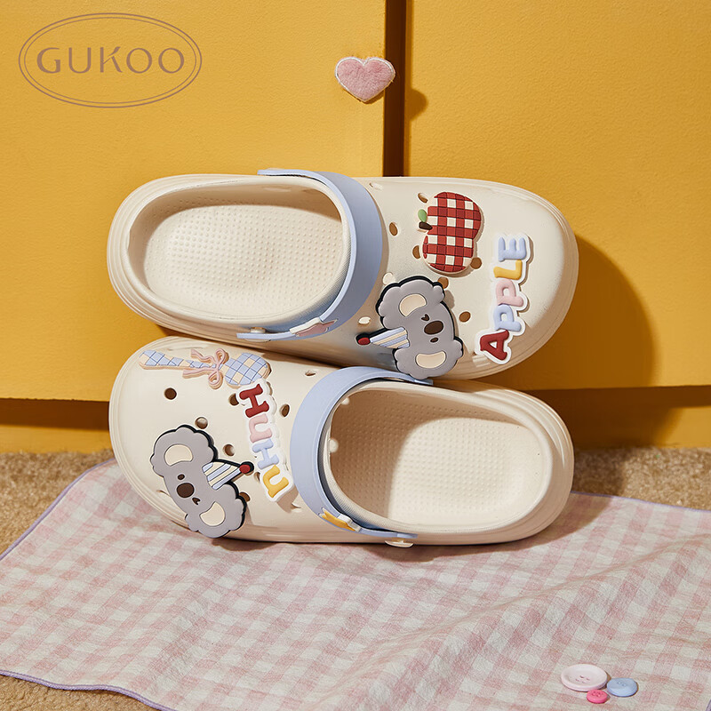 Gukoo Women's Summer Cute Koala Clog New Non-Slip Home Slippers Off-White Size 35-36