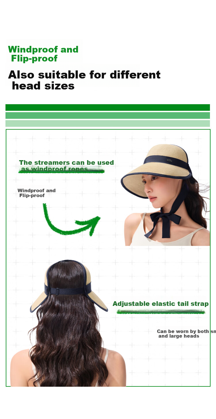Beneunder Sun Hat for Women, Straw Hat, Sun Protection Hat, Portable Ribbon Hat, Egg Roll GP745 Gray 11