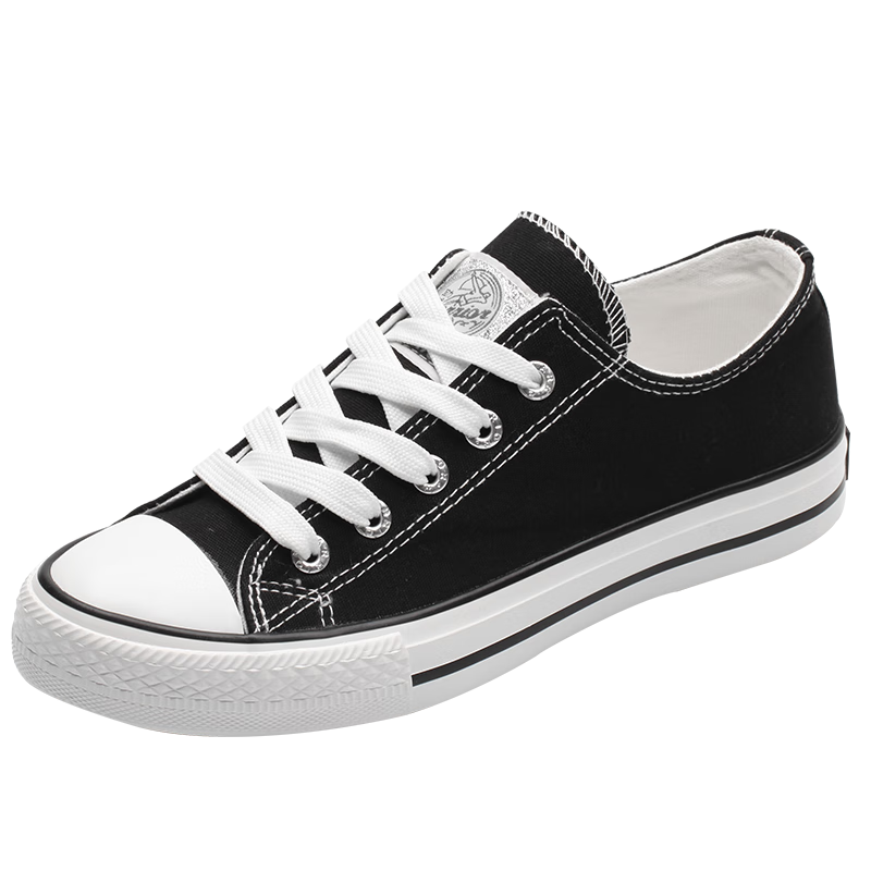 Warrior Official Canvas Shoes Men's Spring Summer Low-top Breathable Classic Couple Sneakers Casual Shoes Black Size 36