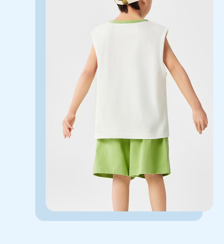 Minimumuwu Children's Clothing Set, Boys' Outfit 2026 New Style, Pure Cotton Sleeveless T-Shirt, Shorts for Girls, Summer Casual Thin Style, Kids' Vest 17