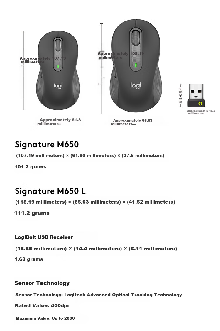 Logitech M650 Enterprise-Grade Wireless Bluetooth Dual-Mode Mouse for Apple And PC, Business Purchase Choice Series Large Hand Size Commercial Version Black L [Bulk Order Discount] 5