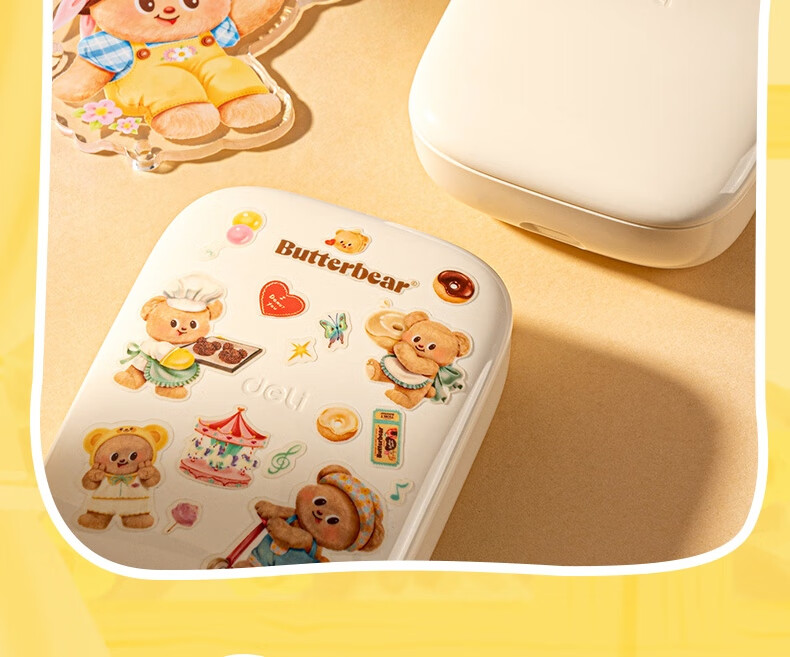 Deli HY301 Butter Bear Co-Branded Portable Thermal Label Printer for Home Use, Journal Name Stickers, Storage Labels, Price Tags, Food Labels, Mobile Bluetooth Connectio 4