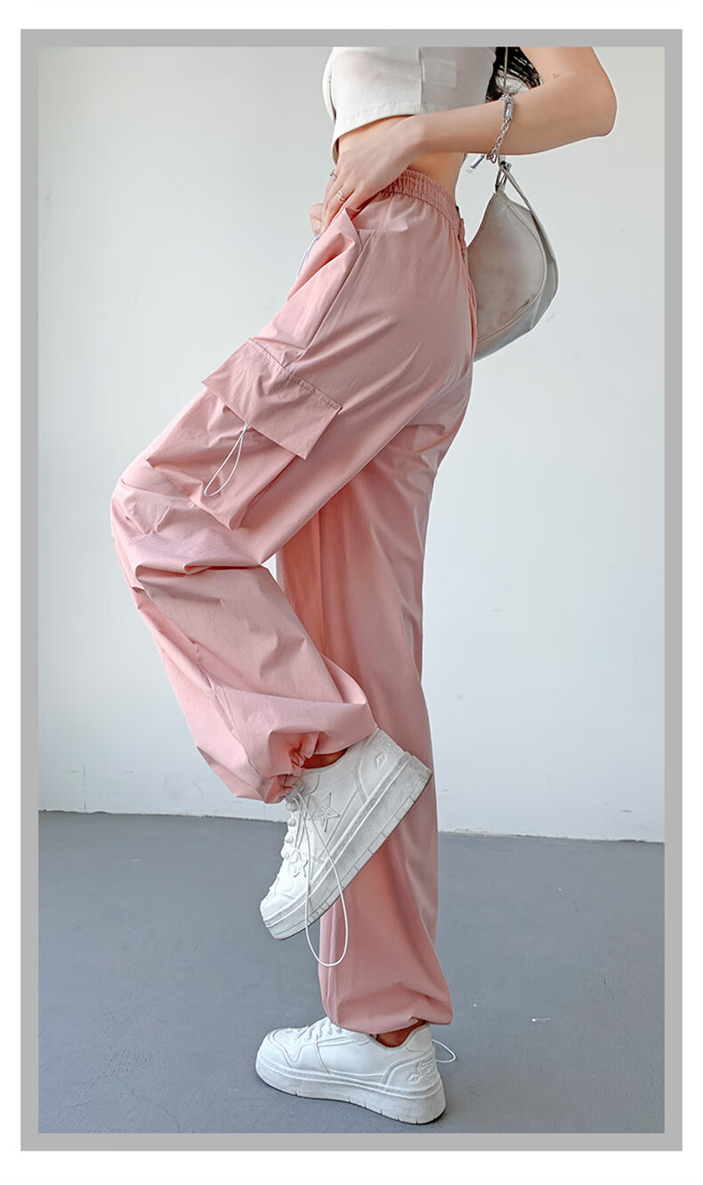 Langsha Women's Work Pants 2026 New American Style High Waist Wide Leg Quick-Dry Lightweight Outdoor Hiking Cargo Pants 19