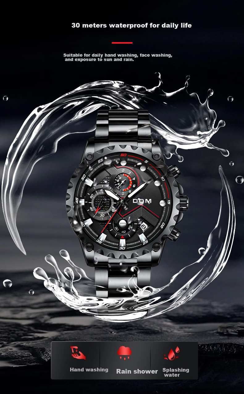 DOM Black Knight Watch, Men's Fully Automatic Mechanical Style, Luminous, Top Ten Brand Watches, New Year's Eve Gift for Boyfriend 8