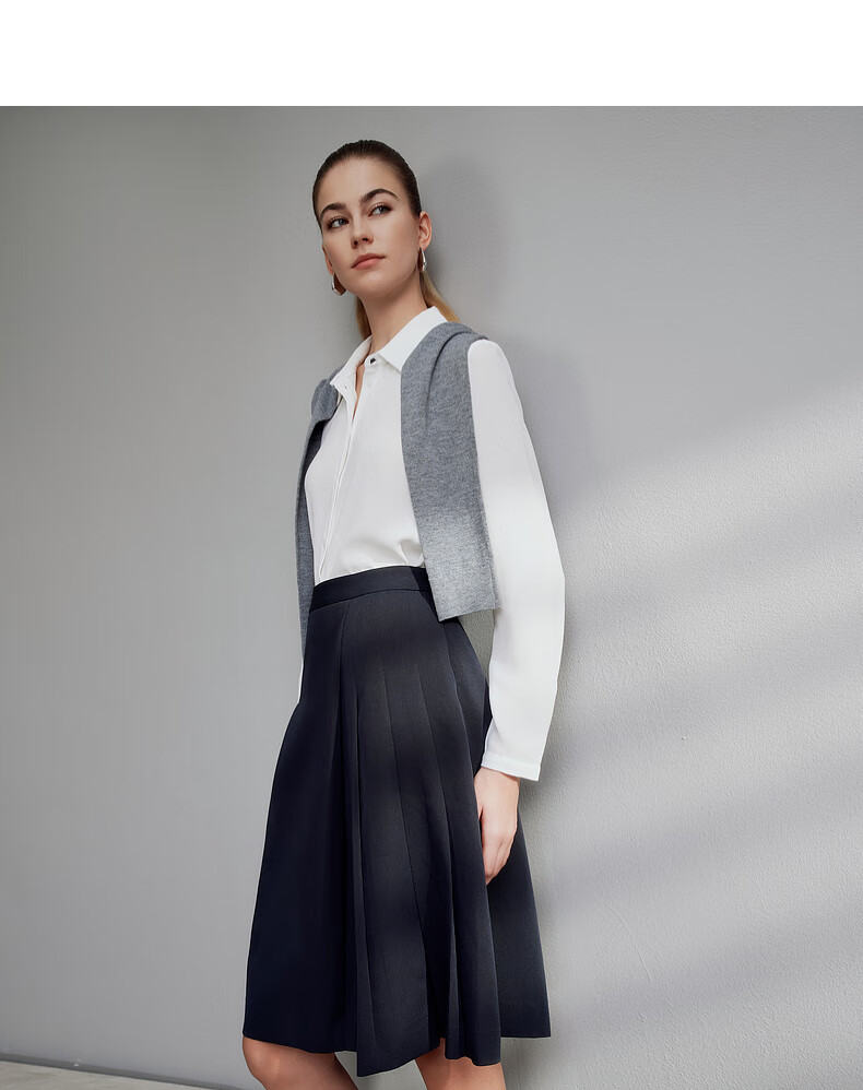 G2000 Multi-Dimensional Elasticity/Mall-Matching Women's Clothing, Spring And Summer Casual Versatile A-Line Skirt, Black, S/34 2