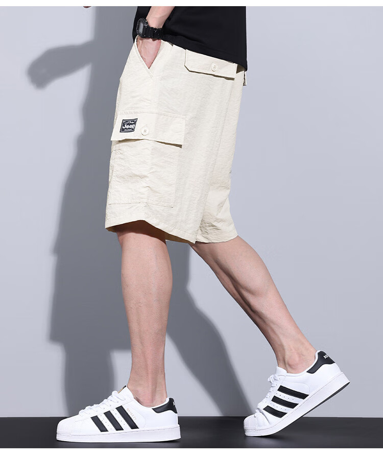 JEEP Ice Silk Workwear Five-Point Casual Shorts for Men, 2026 Summer Thin Loose Straight-Leg Cool Mid-Length Pants for Me 19