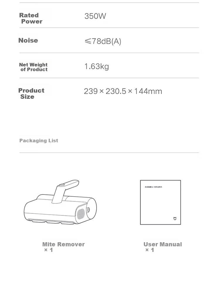 Xiaomi Mijia Dust Mite Remover 2, Handheld Household Mite Eliminator, Bed Mite Removal, Powerful Suction for Deep Cleaning, Visible Dust Cup, Hot Air Dehumidification, MJCMY02DY 9