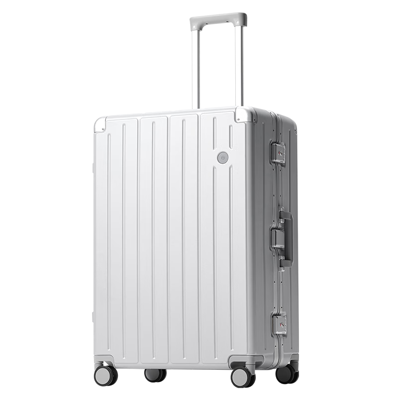 JD Original Borderless Aluminum Frame 28-Inch Luggage, Large Capacity Suitcase for Men And Women, Trolley Case with Password Lock, Lightweight Travel Case, Snow Mountain Silver