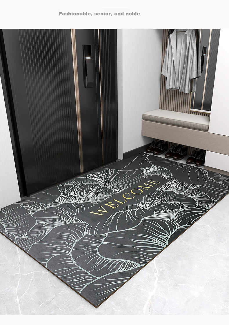 Huaxu Home Entrance Door Mat, Leather Doormat, Foyer Rug, Washable Foot Mat, Cuttable Entrance Mat 19