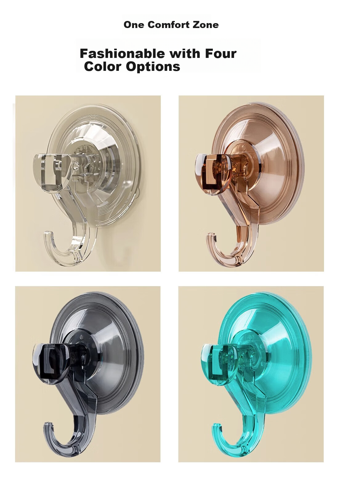 Tingjianshiguang Suction Cup Hooks, No Drilling Required, Strong Vacuum Power, for Bathroom Kitchen Toilet, Removable Adhesive Hooks, 2 Pieces 11