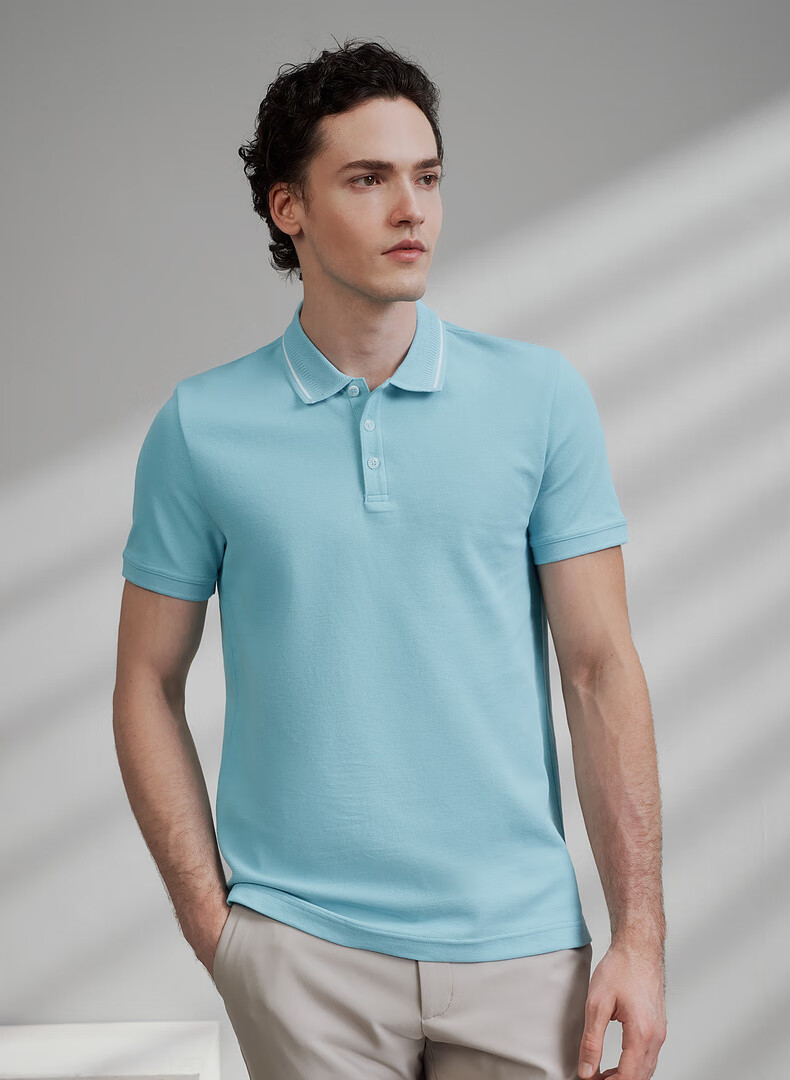 G2000 Cotton Soft Skin Pique Polo Shirt with Contrast Collar Spring Summer Mall Edition Pink Blue M 1