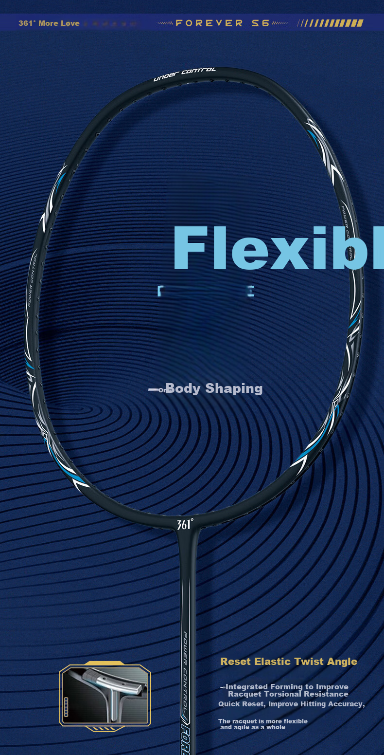 361° Ultra-Light 5U Full Carbon Badminton Racket, Yongheng S6 Single Racket, High-Power Offensive Type, Pre-Strung Finished Racket 6