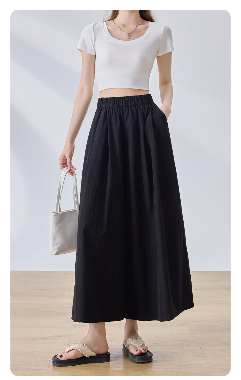 LangSha High-Waisted Yamamoto Skirt Pants for Women, Summer Lightweight Flowy Slimming A-Line Skirt Shorts, Loose Wide-Leg Pants for Petite Figures 6