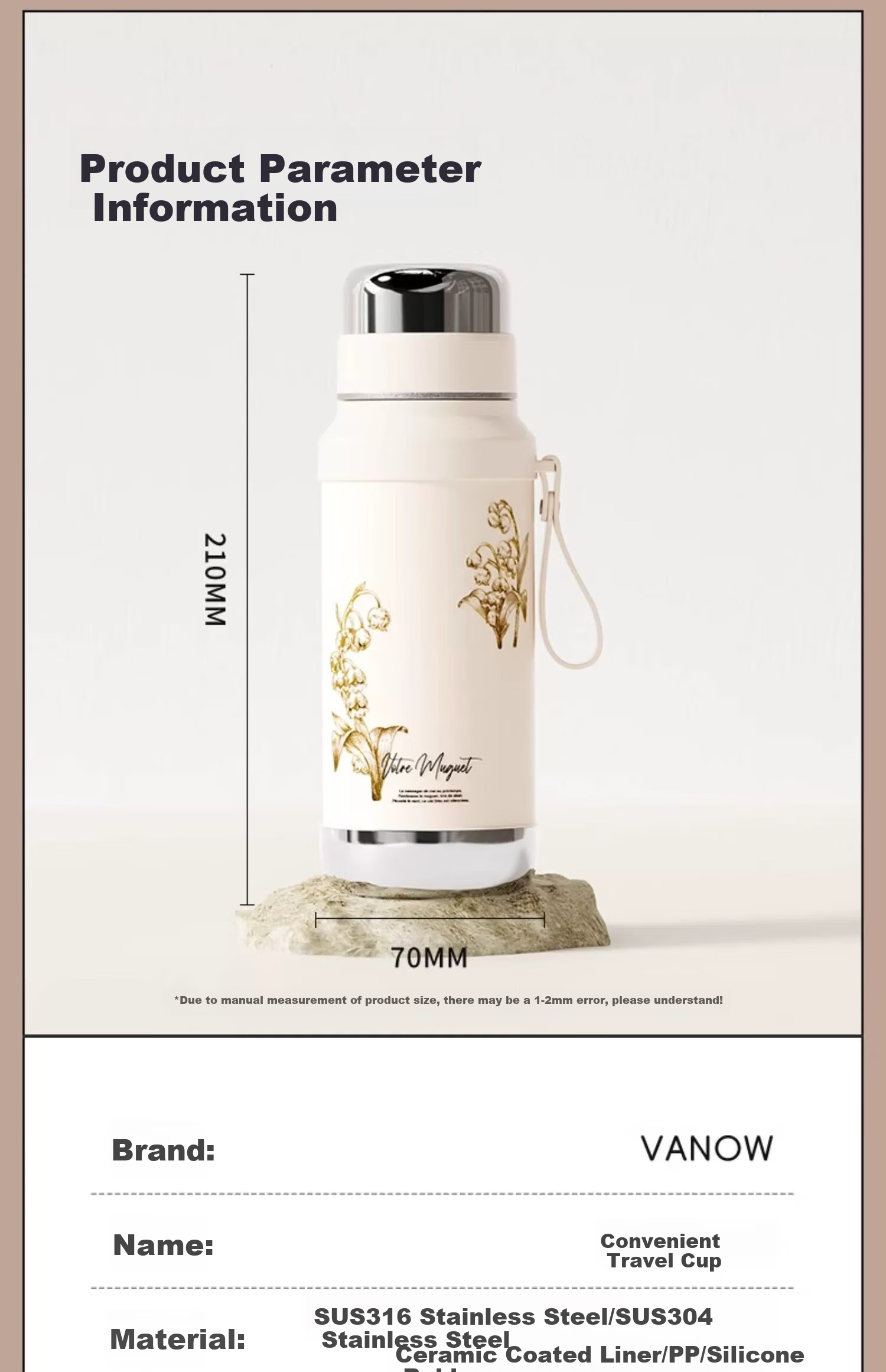 Vanow Insulated Mug, High-Value Ceramic Inner Liner for Women, Customizable Engraving, Teacher's Day Gift for Teachers, Tea Infuser Cup 13