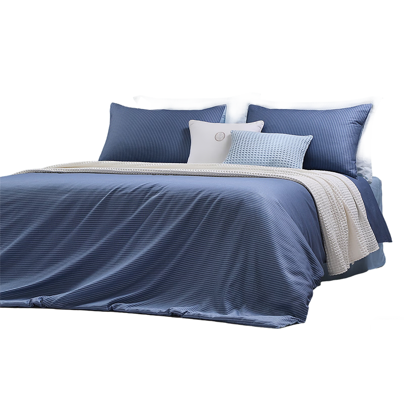 FUANNA × JINGDONG Customized Bedding Set, Pure Cotton Bed Sheet And Duvet Cover, Double Size Simple Set 230×229cm, Twilight Blue