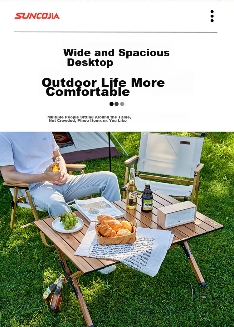 Suncojia Outdoor Folding Table, Aluminum Alloy Roll-Up Table, Portable Foldable, Wilderness Dining Table, Table And Chairs 4
