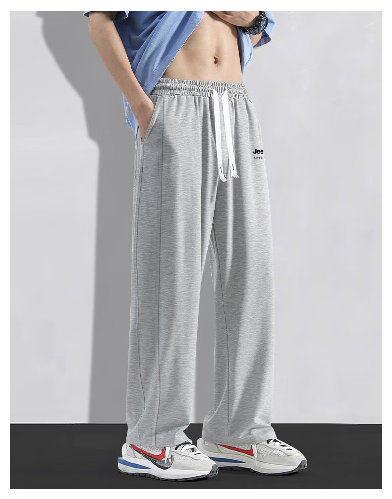 JEEP SPIRIT Men's Sweatpants for Spring And Autumn, Loose Wide-Leg Trousers, Versatile Comfortable Casual Pants, Long Pants for Men, Black 4XL 11