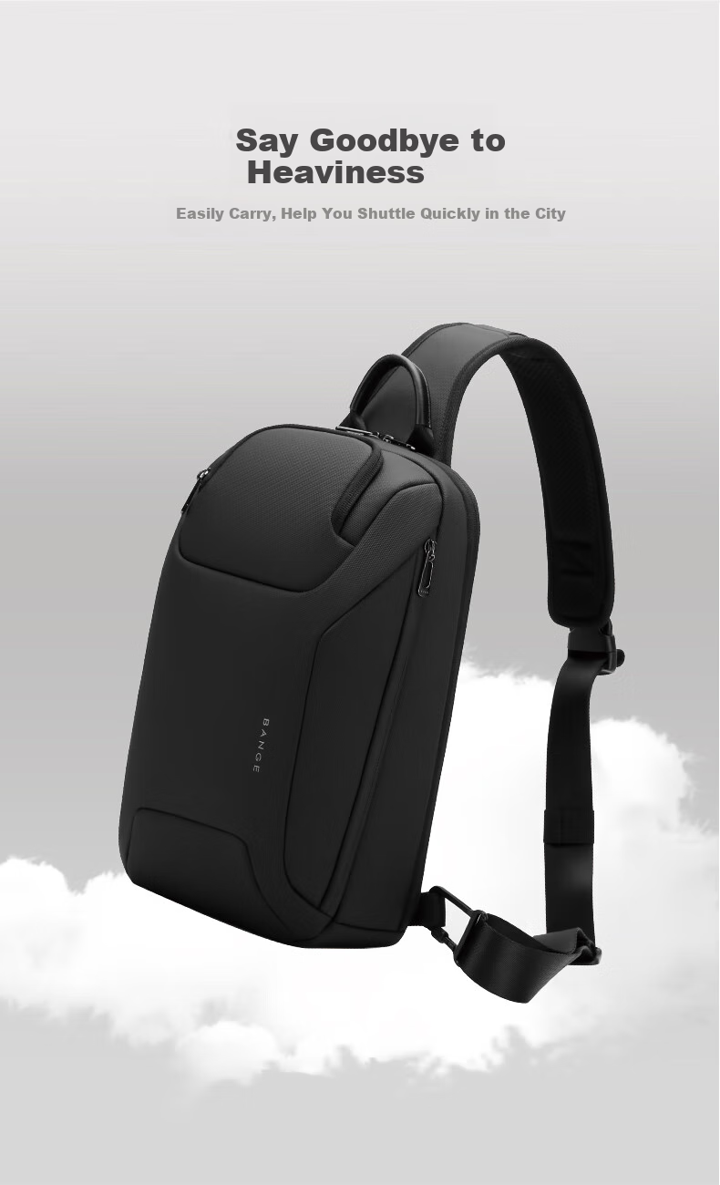 Bange Business Casual Chest Bag, Large Capacity Crossbody Bag, IPad Tablet Bag, Multifunctional Commuter Shoulder Bag for Men, 8031 Black 8