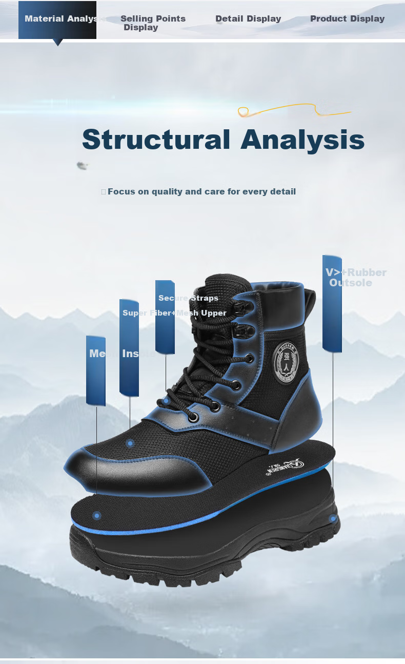 Qiangren Outdoor Men's Boots, Duty Boots, Comfortable Breathable Mesh Hiking Training Short Boots, JDX19116L, Black, Size 42 3