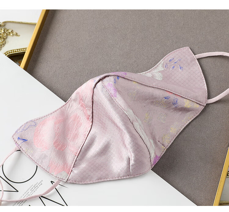Shanghai Story Intangible Cultural Heritage Song Brocade Pattern Sunscreen Mask for Women Spring Summer UV Protection 100% Mulberry Silk Sunshade Mask Lilac Purple 7