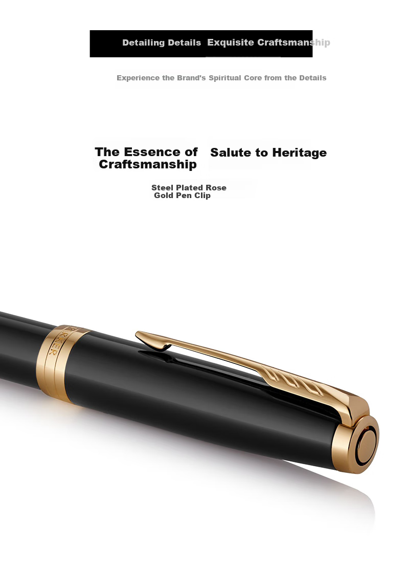 PARKER Premium Signature Pen Luxury Business Gift Birthday Present Elegant Steel Barrel Gold Clip Ballpoint Pen 5