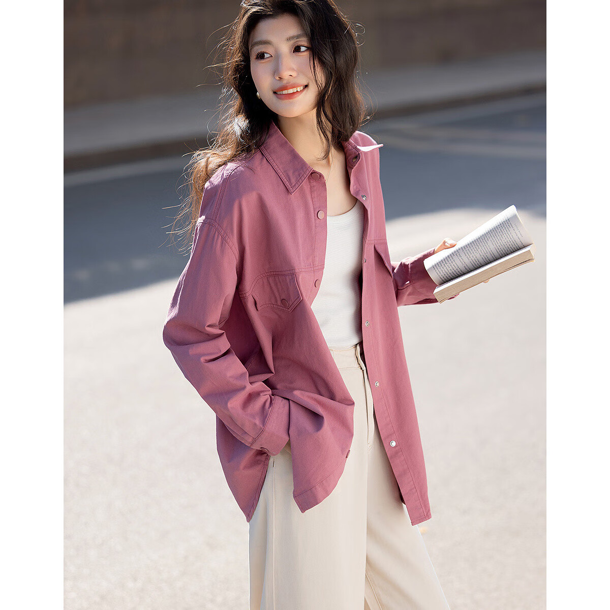 Dme [Pure Cotton Romantic Chronicles] Autumn Dopamine Three-Dimensional Collar Lapel Shirt, Relaxed Fit Blouse, Women's Top