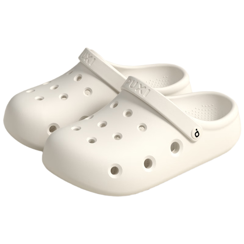 Puxi Beach Casual Hollow EVA Thick Sole Height Increasing Couple Sandals Women Men Cream White 35-36