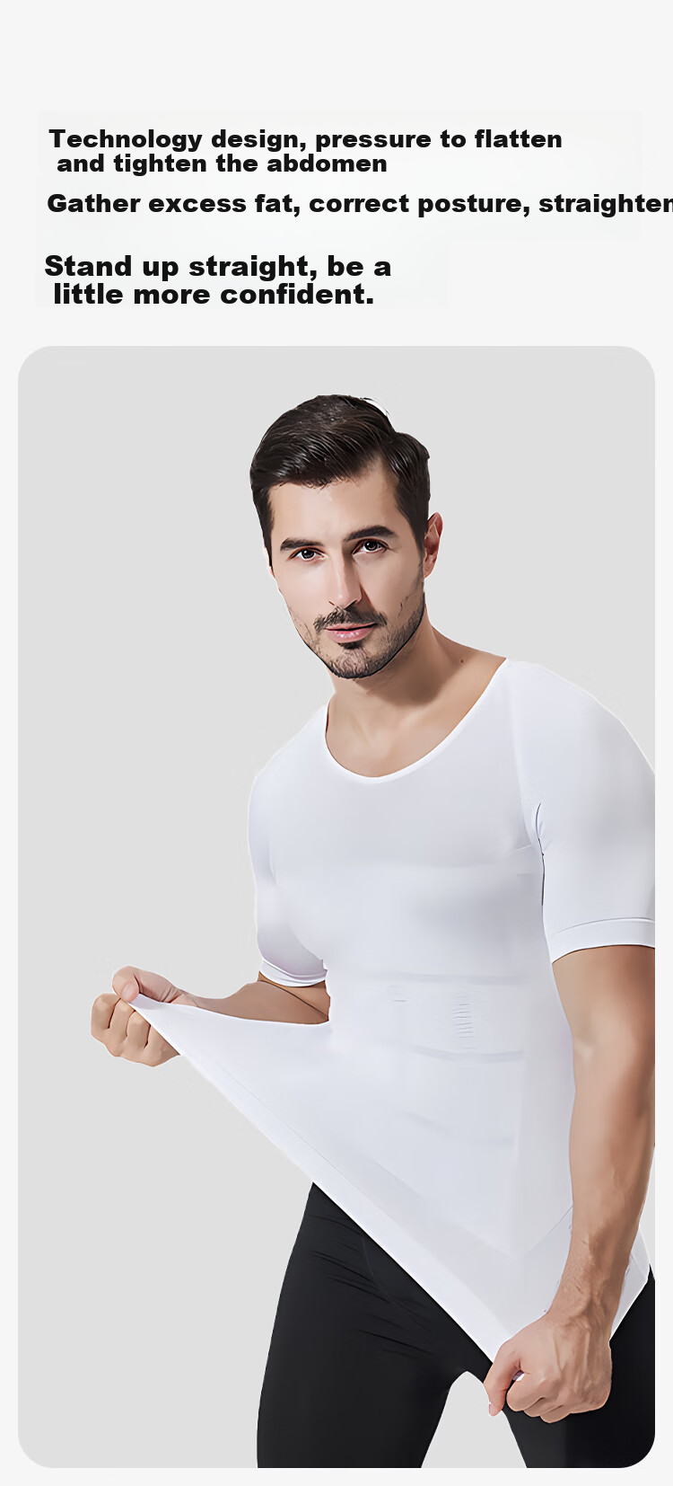 Livex Men's Tummy Control Shaping Shirt, Short-Sleeved Fitness Workout, High-Elastic Waist And Chest Binder, Slimming Breathable Tight-Fitting Top 5