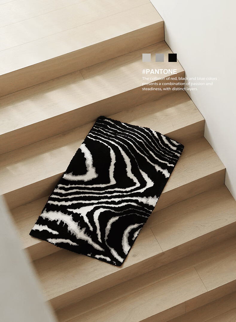 Saibosi Black Bay Minimalist Style Bathroom Entrance Mat, Thickened Absorbent Non-Slip Foot Mat, High-End Feel, 50X80CM 1