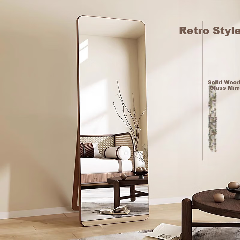 Qiyinge Solid Wood Full-Length Mirror, Floor-Standing Mirror for Home Use, Bedroom Dressing Mirror for Women, Fitting Room Mirror for Clothing Stores, Wall-Mounted Large Mirror 2