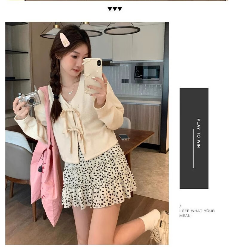 LangSha Black Floral Print Skirt for Women, Summer 2025 New A-Line Slimming Midi Skirt, Petite Ballet-Style Cake Skirt 5