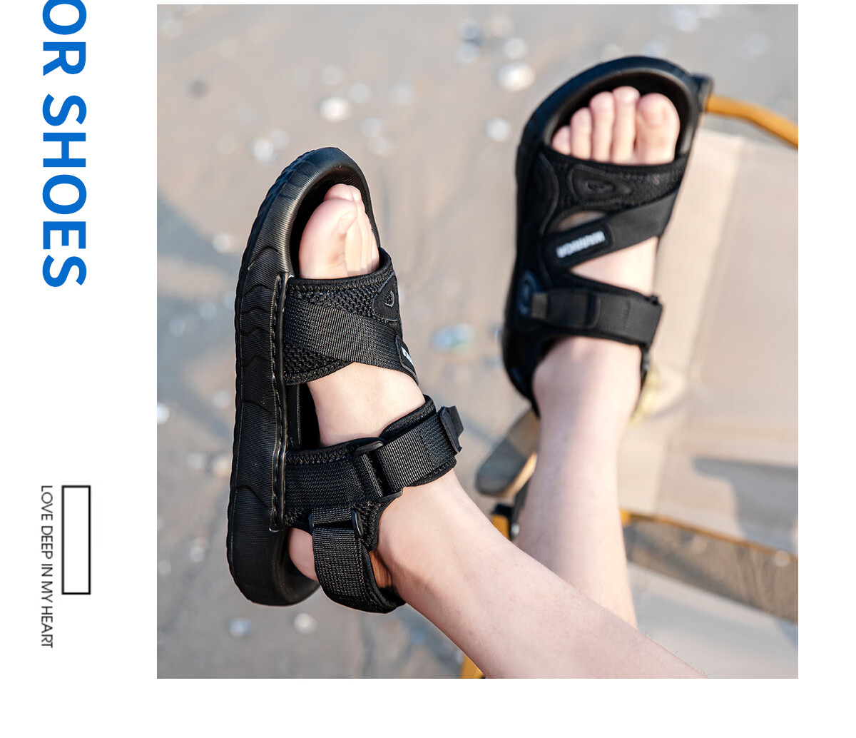 Warrior Men's Summer Outdoor Casual Comfortable Sandals Fashionable Breathable Versatile Non-Slip Shoes Black Size 41 15