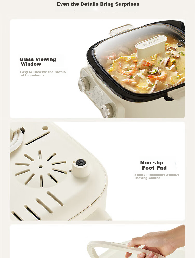 Joyoung Household 2200W High-Power Electric Griddle Breakfast Machine for Frying, Baking, Steaming, Boiling, Hot Pot, Detachable Lower Plate, Multi-Functional Cooker JK28-GK571 4