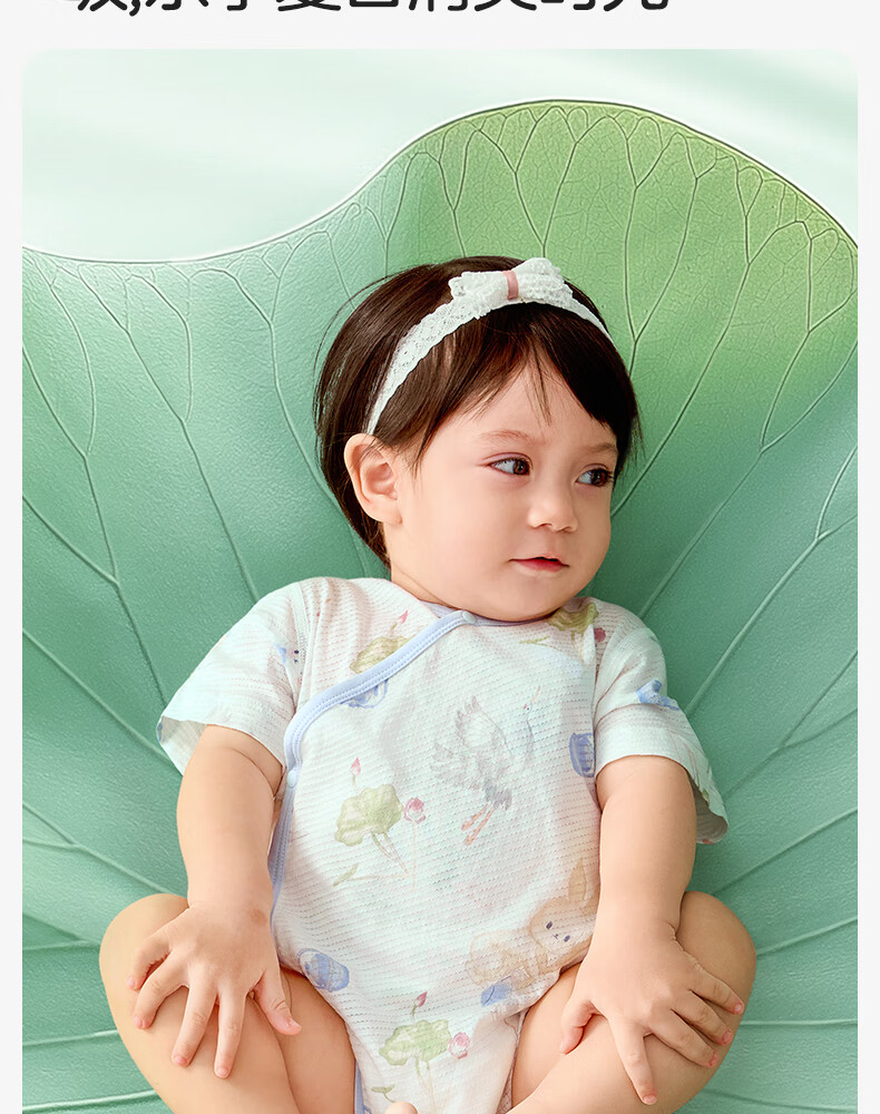 Shiyuejiejing Baby Romper, Summer Thin Style, Infant Onesie, Newborn Pure Cotton Mesh Short-Sleeve A-Class Bodysuit 2