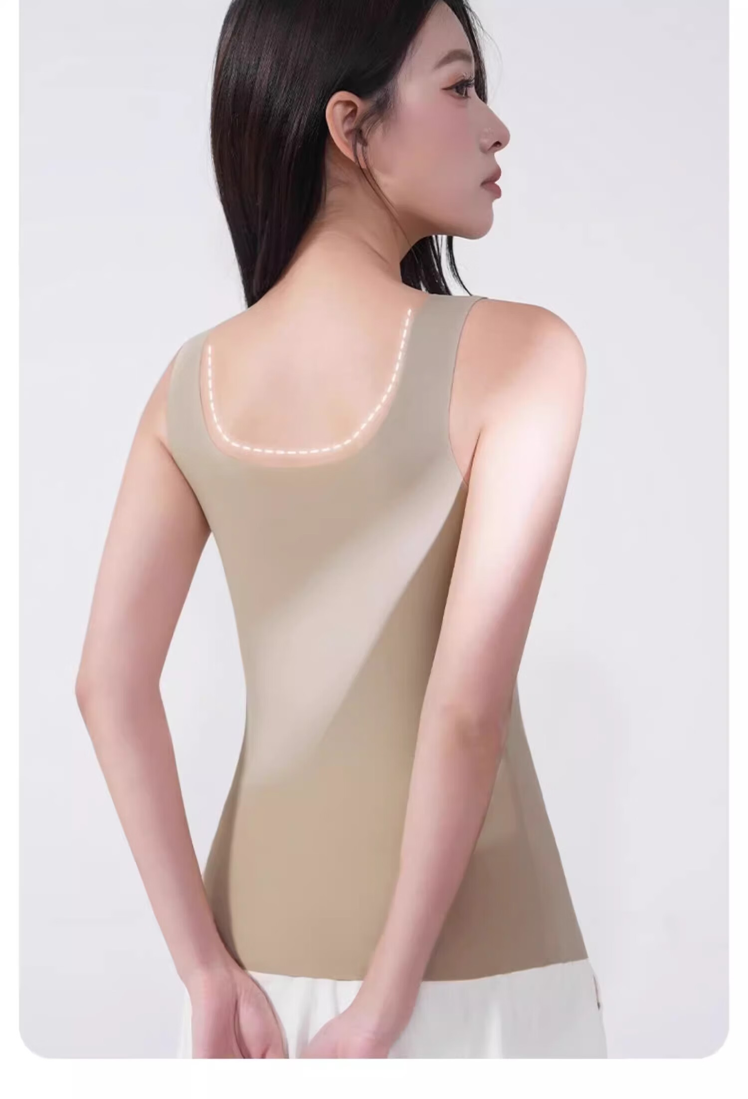 MiiOW Ice Silk Camisole Tank Top for Women with Built-In Bra Pads, White Seamless Sun Protection Inner Wear Or Outer Layer 8