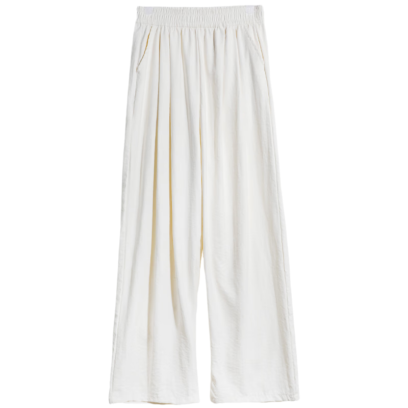 LangSha Milk Puff Mountain Pants for Women, New Spring And Summer High-Waist Draping Slimming Casual Loose Relaxed Textured Wide-Leg Trousers