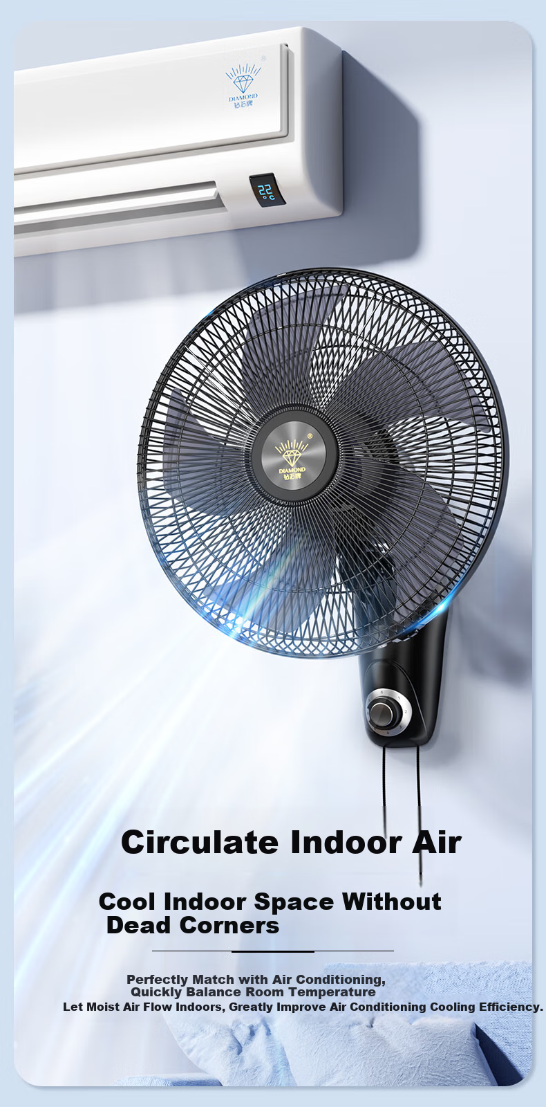 Zuanshipai Wall-Mounted Fan, Wall-Hanging Electric Fan, Home Remote Control Oscillating Wall Fan, Industrial Large Airflow Fan for Dormitory And Restaurant, FB-45K 10