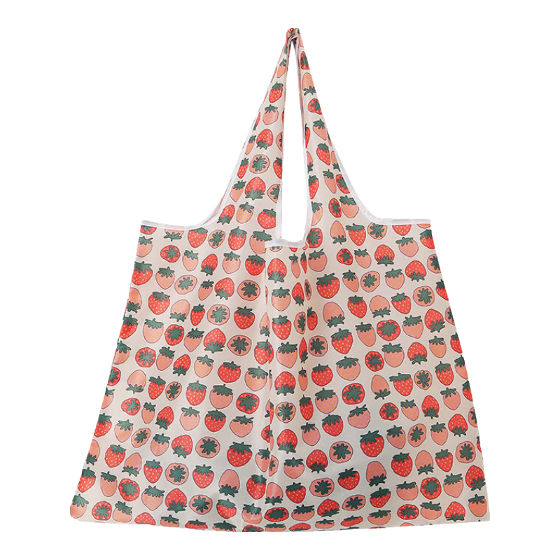 Kelianghuizi Travel Folding Storage Bag, Outdoor Picnic Handbag, Household Portable Eco-Friendly Shopping Bag, Grocery Bag, Strawberry