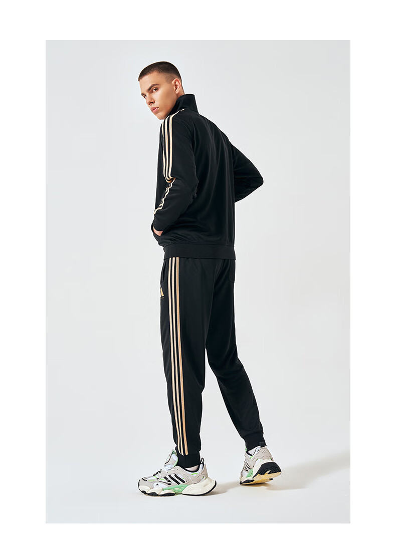 Adidas Men's Spring Running Sportswear Set, Windproof Jacket And Leggings Two-Piece Suit, Black And White, 2XL 16