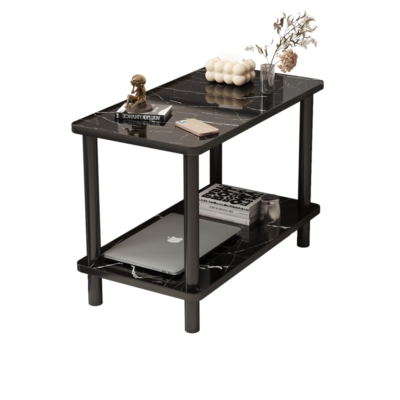 Gupujia Coffee Table, Simple And Luxurious Living Room Side Table, Small Apartment Guest Tea Table, Balcony Corner Table, Double-Layer Storage Small Table