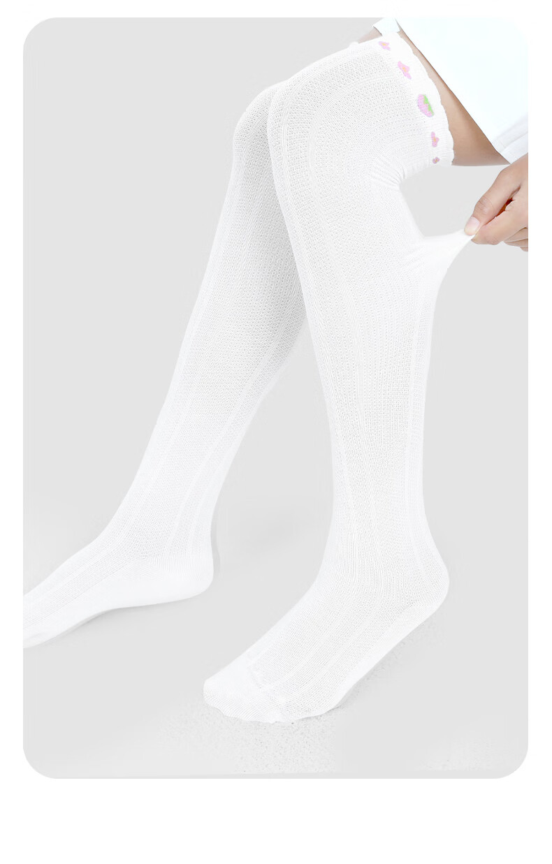 Zhiyouban Children's Mid-Calf Socks Spring Autumn Winter Thin Girls Over-the-Knee Long Socks Cotton White High Tube Half-Leg Socks 9