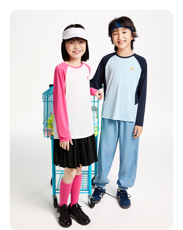 Annil Children's Clothing, Boys And Girls Round Neck Long Sleeve T-Shirt, 2025 Spring New Color Block Ice Cool Sun Protection, Stretchy Sports 8