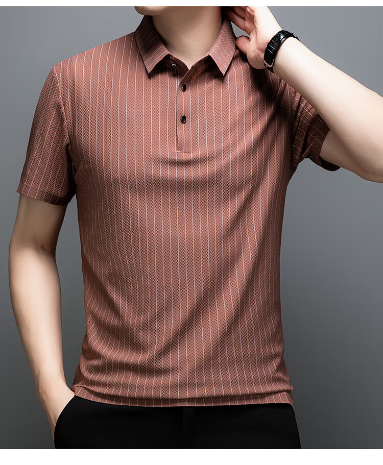 LangSha Polo Shirt for Men, Summer Ice Silk Quick-Dry Seamless Wrinkle-Resistant T-Shirt, Business Casual Collared Short Sleeve, Father's Day Gift 12