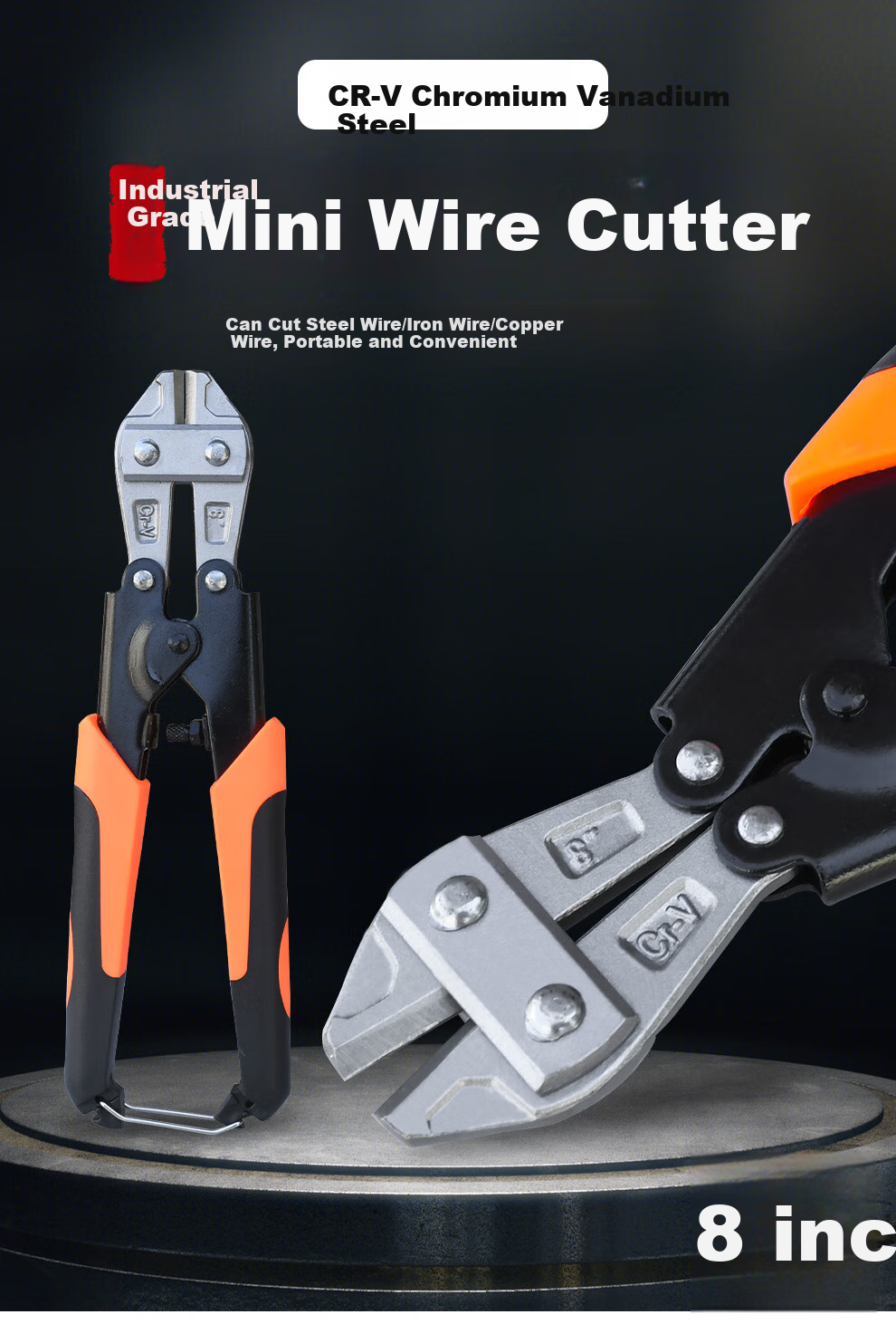 QL Wire Cutter, Industrial-Grade Chrome Vanadium Steel Rebar Shears, Wire Cutters, Labor-Saving Heavy-Duty Scissors, 8 Inches 1