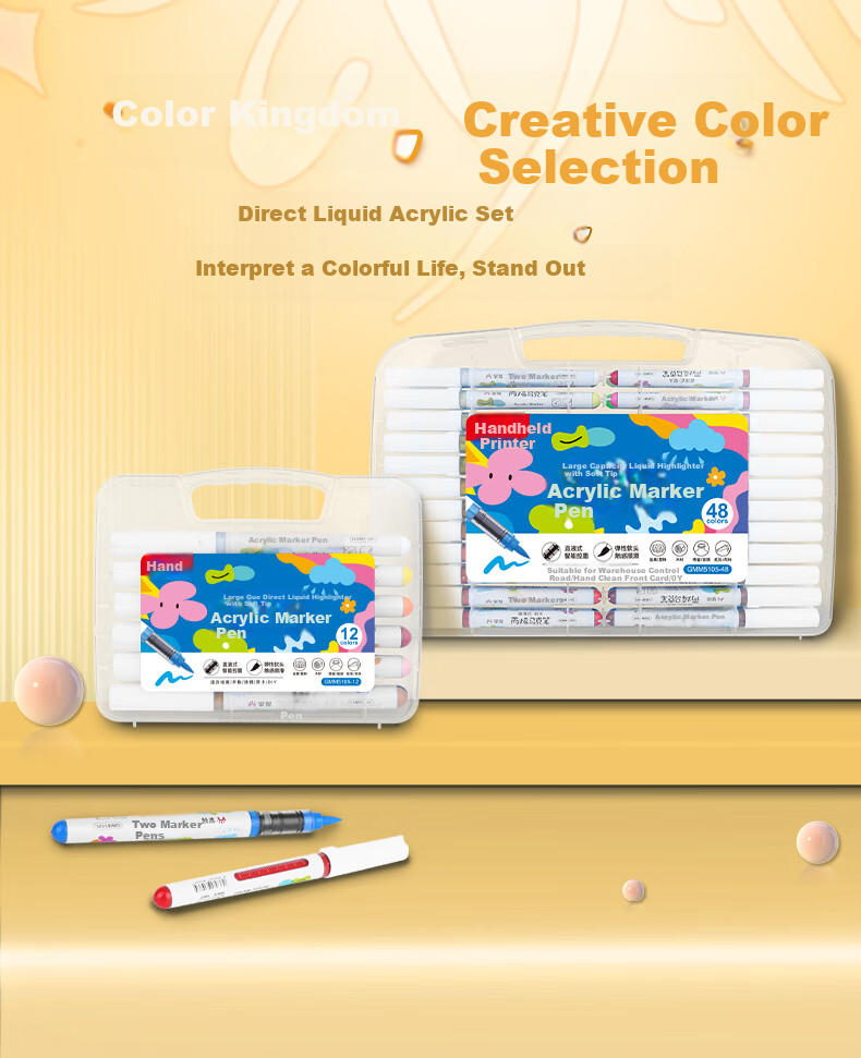 GRASP Direct Liquid Soft-Tip Acrylic Markers for Students, 24 Colors, Non-Translucent, Stackable, Elementary School Watercolor Pens, Paint Pens, Drawing Pens, Direct Liquid 24-Color Gift Box Set for Art Educatio 14